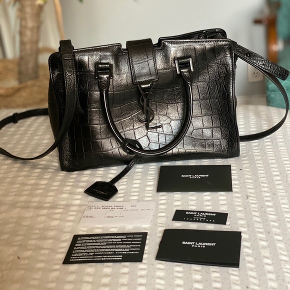 YSL Cabas crocodile embossed leather purse - Picture 6 of 8